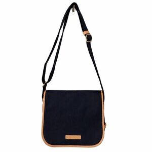 Dooney & Bourke Navy Canvas Crossbody Bag Tan Leather Trim Made in USA